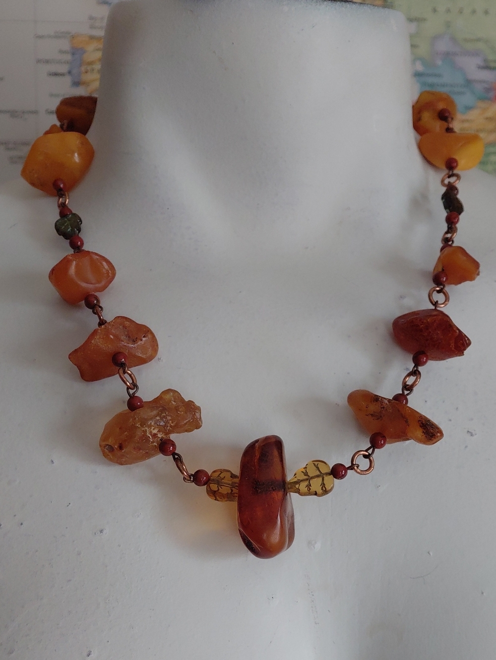 Handcrafted Amber Nugget Necklace - Orange